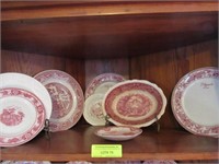 8 Pcs. Ironstone: Red Transfer Including Johnson B