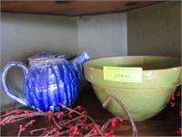 2 Pcs.: McCoy Green Batter Bowl, Studio Pottery Te