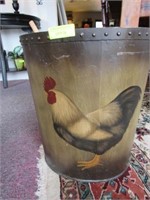 Composition/Painted Umbrella Stand with Rooster