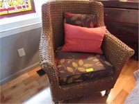 Woven Fiber Easy Chair with Upholstered Cushion: B
