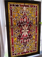 Stained Glass? Hanging Panel: Red/Yellow, 23" x 3