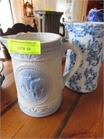 2 Salt Glaze Milk Pitcher in Blue: 1 with Covers (