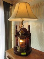 Brass & Wood Ships Lantern Table Lamp