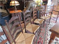 Set of 6 Ladder Back Cane Seat Chairs