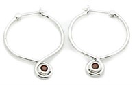 Large Garnet Hoop Designer Earrings