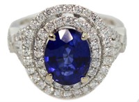 14kt Gold 5.18 ct Sapphire & Diamond Ring