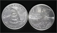 (2) Boston Tea Party .999 Pure Silver Coins