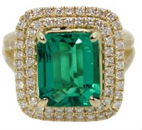 14kt Gold 5.03 ct Emerald & Diamond Ring