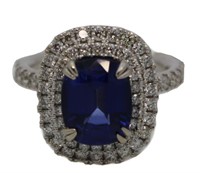 14kt Gold 4.31ct Sapphire & Diamond Ring