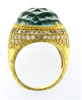Cabochon 12.50 ct Faceted Blue Apatite Ring