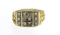 14kt Gold Men's Diamond Nugget Ring