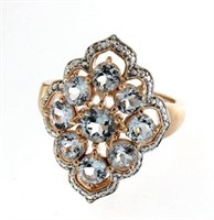 Elegant 3.30 ct Blue Topaz & Diamond Accent Ring