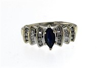 10kt Gold Genuine Sapphire & Diamond Ring