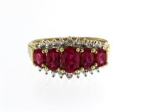 10kt Gold Pink Topaz & Diamond Anniversary Ring