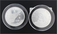 (2) .999 Pure Silver Don't Tread On Me Coins