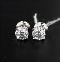 14kt Gold Brilliant 1.57 ct Diamond Stud Earrings