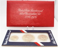 1976 US Bicentennial Silver Uncirculated 3 pc Set