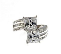 Princess Cut 3.50 ct Double Solitaire Ring