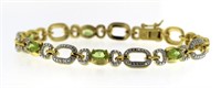 Genuine Peridot & Diamond Tennis Bracelet