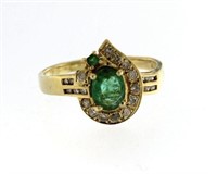 14kt Gold Genuine 1.20 ct Emerald & Diamond Ring