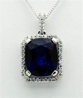 14kt Gold 6.98 ct Sapphire & Diamond Pendant
