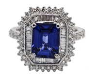 18kt Gold 3.77ct Sapphire & Diamond Ring