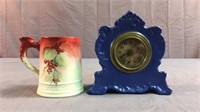 Ceramic Desk clock & floral mug
