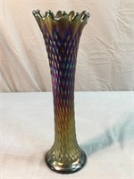 Deep purple Carnival glass vase