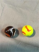 2 Marbles- green & amber
