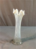 Rare white fluted Carnival vase