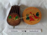 Vintage Wood Knife Holder & Patty Press