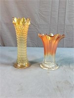 2pcs Amber Carnival glass