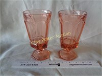 Pair of Pink Fostoria Water Glasses