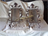 Pair of Metal Mirror / Candle Holders