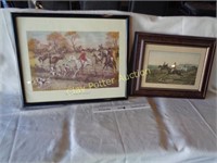 2 Framed Fox Hunt Horse Prints