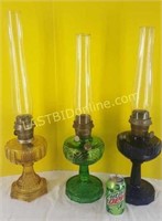 3 Antique Aladdin Oil Lamps