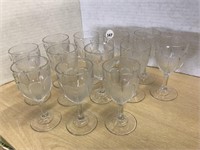 12 Early American Pressed Glass Small Glasses