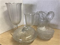 9 Pcs Early American Pressed Glass