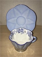 Shelley Teacup & Saucer - Blue With Blue Flowers