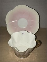 Teacup & Saucer - White & Pink - Marked Rd272101