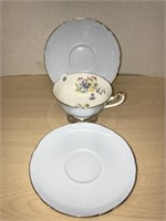 Shelley Teacup & Saucer - Blue With Flowers