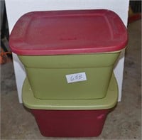 Group Lot of 2 Totes - 18 Gallon w/Lids (one lid