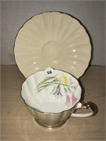 Shelley Teacup & Saucer - Beige With Flowers