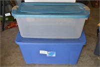 Lot of 2 Totes w/Lids - One is 45 Gallons; Other