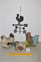 Decorative Lot - 2 Chicken Faux Birdhouses;
