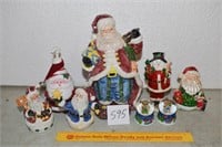 Christmas Lot - 3 Ceramic Santa's, Bobble Head