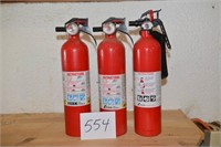 Lot of 3 Fire Extinguishers - 2 ABC Dry Chemical;