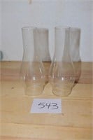 Group Lot of 2 Glass Chimneys for Oil Lamps