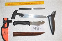 Group Lot of Knives - Woodbone Saw; Stainless