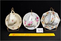 Lot of 3 Teacup & Saucer Sets Each comes with its
